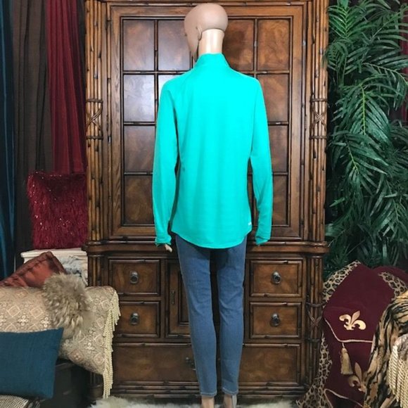 NWOT Danskin Aqua Dri-More Moisture Wicking Reflective Stripe Thumbhole Top - Picture 6 of 15